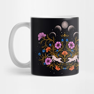 Celestial Bloom: Lunar Phases and Floral Elegance Mug